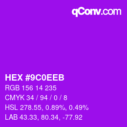 カラーコード: HEX #9C0EEB | qconv.com
