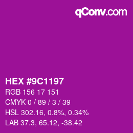 Farbcode: HEX #9C1197 | qconv.com
