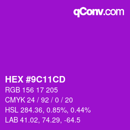 Farbcode: HEX #9C11CD | qconv.com