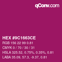 Farbcode: HEX #9C1663CE | qconv.com