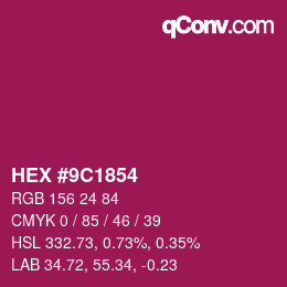 颜色代码: HEX #9C1854 | qconv.com