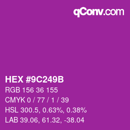 Color code: HEX #9C249B | qconv.com
