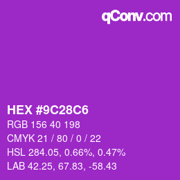 Color code: HEX #9C28C6 | qconv.com