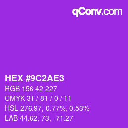 Color code: HEX #9C2AE3 | qconv.com