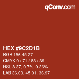 Color code: HEX #9C2D1B | qconv.com