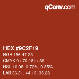 Color code: HEX #9C2F19 | qconv.com