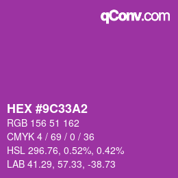 Color code: HEX #9C33A2 | qconv.com