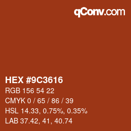 Color code: HEX #9C3616 | qconv.com