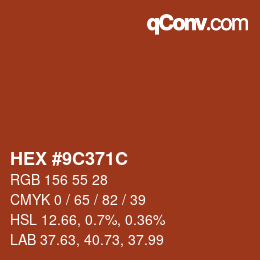 Color code: HEX #9C371C | qconv.com