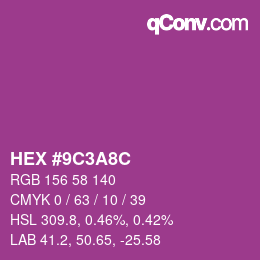 颜色代码: HEX #9C3A8C | qconv.com