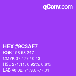 Color code: HEX #9C3AF7 | qconv.com