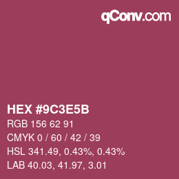 Color code: HEX #9C3E5B | qconv.com
