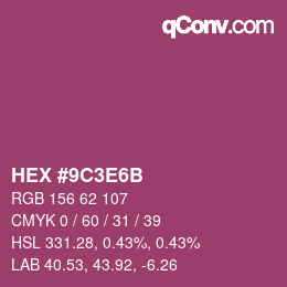Color code: HEX #9C3E6B | qconv.com