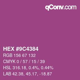 カラーコード: HEX #9C4384 | qconv.com