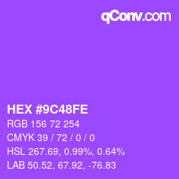 Color code: HEX #9C48FE | qconv.com