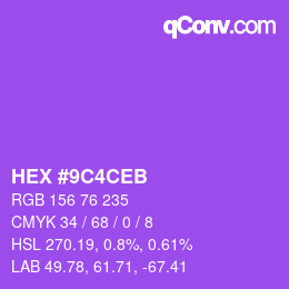 Color code: HEX #9C4CEB | qconv.com