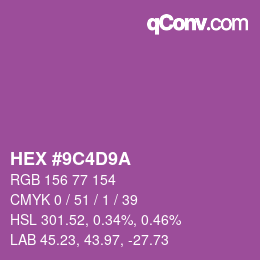 Color code: HEX #9C4D9A | qconv.com