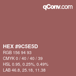 Color code: HEX #9C5E5D | qconv.com