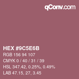 Color code: HEX #9C5E6B | qconv.com