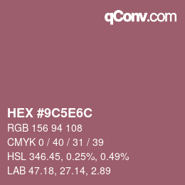 Color code: HEX #9C5E6C | qconv.com