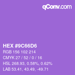 颜色代码: HEX #9C66D6 | qconv.com
