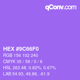 Color code: HEX #9C66F0 | qconv.com
