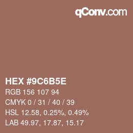 Farbcode: HEX #9C6B5E | qconv.com