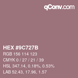 Color code: HEX #9C727B | qconv.com