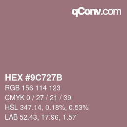 Color code: HEX #9C727B | qconv.com