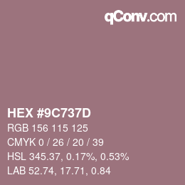 Color code: HEX #9C737D | qconv.com