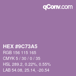 Color code: HEX #9C73A5 | qconv.com