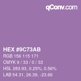 Color code: HEX #9C73AB | qconv.com