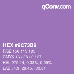 Color code: HEX #9C73B9 | qconv.com