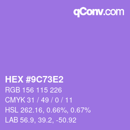 Color code: HEX #9C73E2 | qconv.com