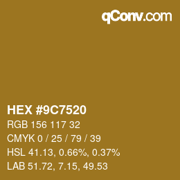 Color code: HEX #9C7520 | qconv.com