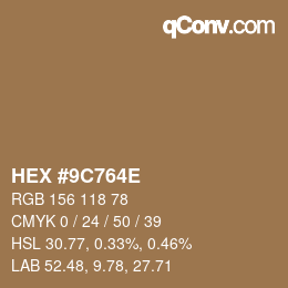 Color code: HEX #9C764E | qconv.com