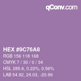 颜色代码: HEX #9C76A8 | qconv.com