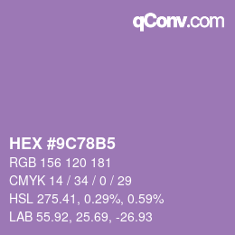 颜色代码: HEX #9C78B5 | qconv.com
