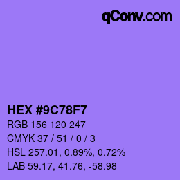 Color code: HEX #9C78F7 | qconv.com