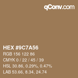 Color code: HEX #9C7A56 | qconv.com