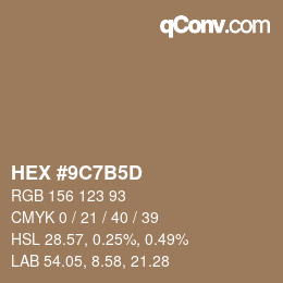 Color code: HEX #9C7B5D | qconv.com