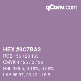 颜色代码: HEX #9C7BA3 | qconv.com