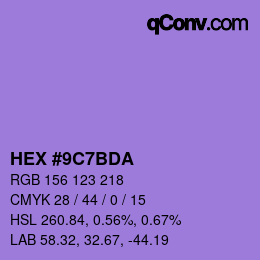 カラーコード: HEX #9C7BDA | qconv.com