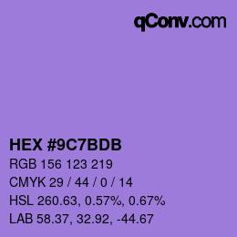 颜色代码: HEX #9C7BDB | qconv.com