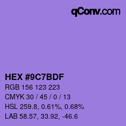カラーコード: HEX #9C7BDF | qconv.com
