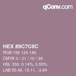 Color code: HEX #9C7C8C | qconv.com