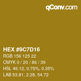 Color code: HEX #9C7D16 | qconv.com