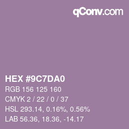 Color code: HEX #9C7DA0 | qconv.com