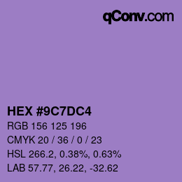 颜色代码: HEX #9C7DC4 | qconv.com