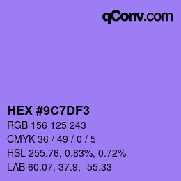 Color code: HEX #9C7DF3 | qconv.com